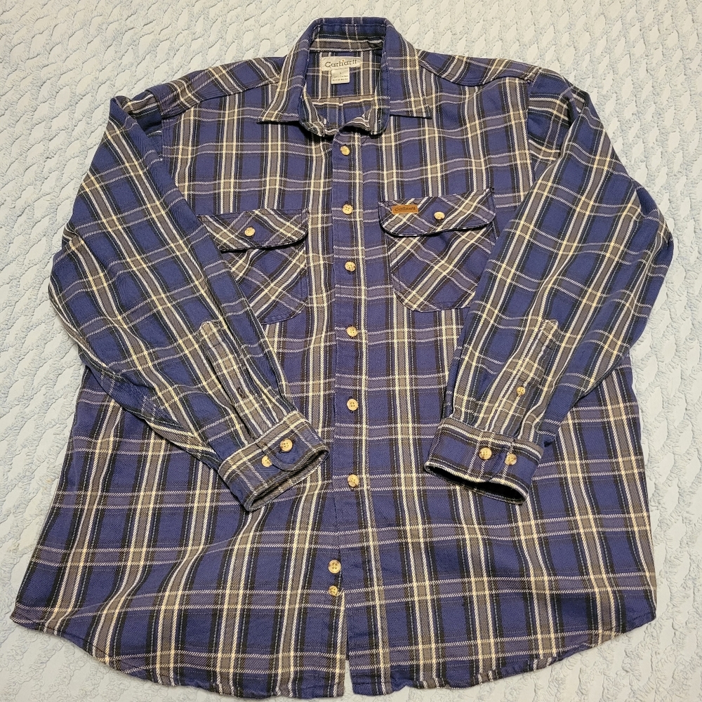 Carhartt plaid button down shirt size L EUC